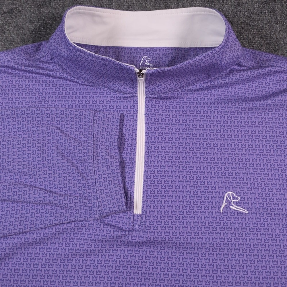 Rhoback Pullover Mens 3XL Purple Crown AOP 1/4 Zip Performance Stretch Golf